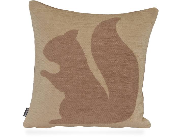 Dekokissen H.O.C.K. Eichhörnchen , beige (beige, braun), B:40cm H:10cm L:40cm, Obermaterial: 52% Polyacryl, 48% Baumwolle. Füllung: 100% Polyester, Dekokissen_Sitzkissen_Kissenhüllen, Dekokissen, Eichhörnchen, Weihnachtszeit, inkl. Füllung, Bezug mit Reissverschluss