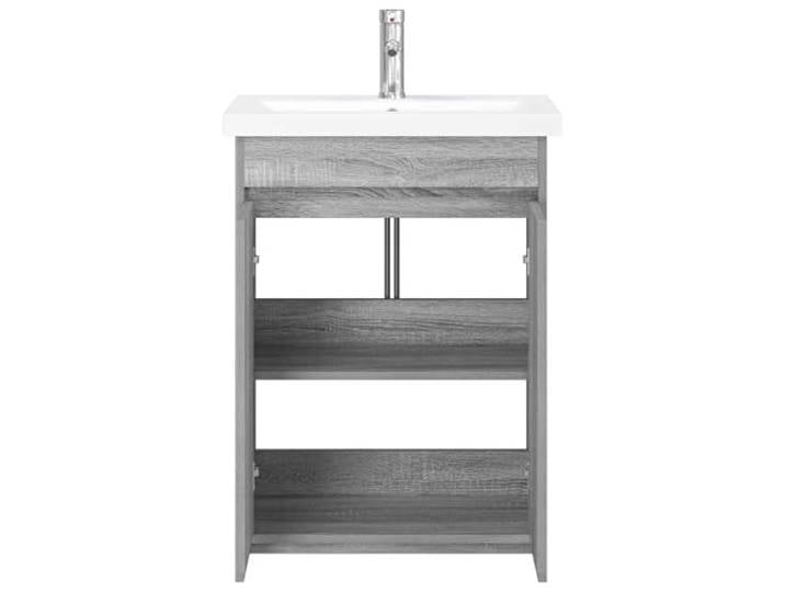 SKTQYQO Badmöbel-Set Sonoma, grau, 61 x 40 x 84,5 cm Holztechnik, 1 Einlegeboden, Waschbecken und Wasserhahn inklusive, einfache Montage