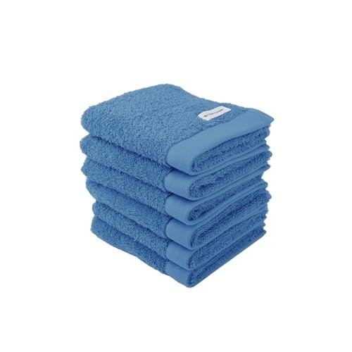 Tom Tailor Gastendoekjes set van 6, Cool Blue, 30 x 50 cm, 100% katoen/badstof