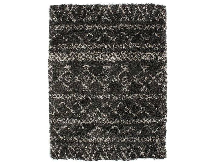 Tapis à poils longs motifs ethniques noir 133x190
