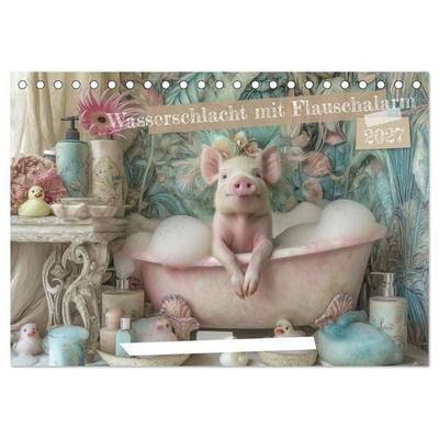 Wasserschlacht mit Flauschalarm (Tischkalender 2027 DIN A5 quer), CALVENDO Monatskalender