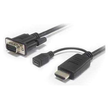 PremiumCord kabelový pÅevodník HDMI na VGA s napájecím micro USB konektorem - Äerný (KHCON-20)