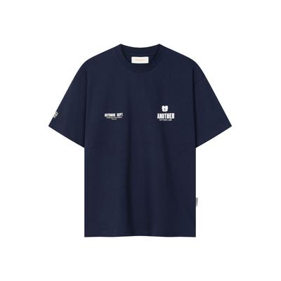 T-Shirt ANOTHER COTTON LAB "Another Cotton Lab Another Outdoor Dept. T-Shirt", Herren, Gr. S, navy blau, 100% Baumwolle, bedruckt, oversize, Rundhals, Shirts T-Shirt