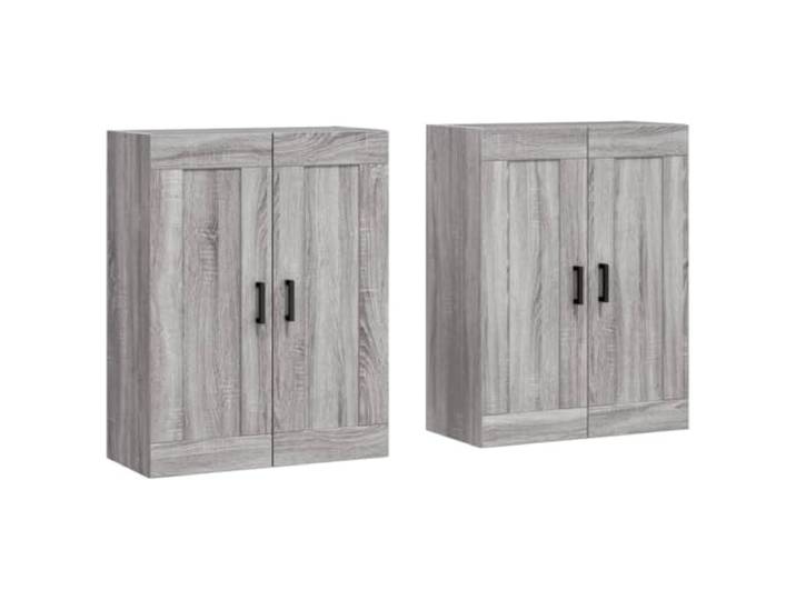 Roanoer Wandschrank 2er Set Grau Sonoma 69.5x34x90 cm Holzwerkstoff Platzsparende Hängeschränke für Wohnzimmer und Flur bieten ordentlichen Stauraum und nutzen den Wandplatz optimal.
