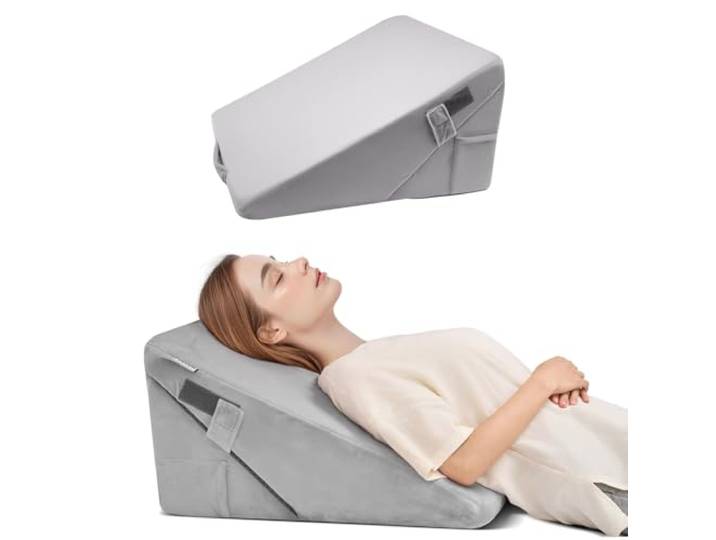 VEVOR Coussin Incliné Lit\, Oreiller Triangulaire Orthopédique Réglable\, Rembourrage en Mousse\, Housse Douce et Lavable\, Coussin de Lecture de Lit pour Soulager Le Gonflement des Jambes\, Gris Clair