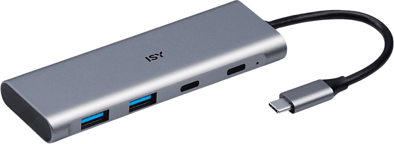 Hub - ISY IHU-5200, USB-C, 4 Puertos, 5 Gbps, 7.5 W, Plata