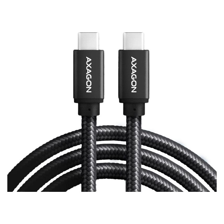 Axagon BUCM-CM10AB USB-C zu USB-C 2.0 Kabel, 1,5m, PD 60W, 3A, geflochten - schwarz (1.50 m, USB 2.0, 60 W) (BUCM-CM15AB)