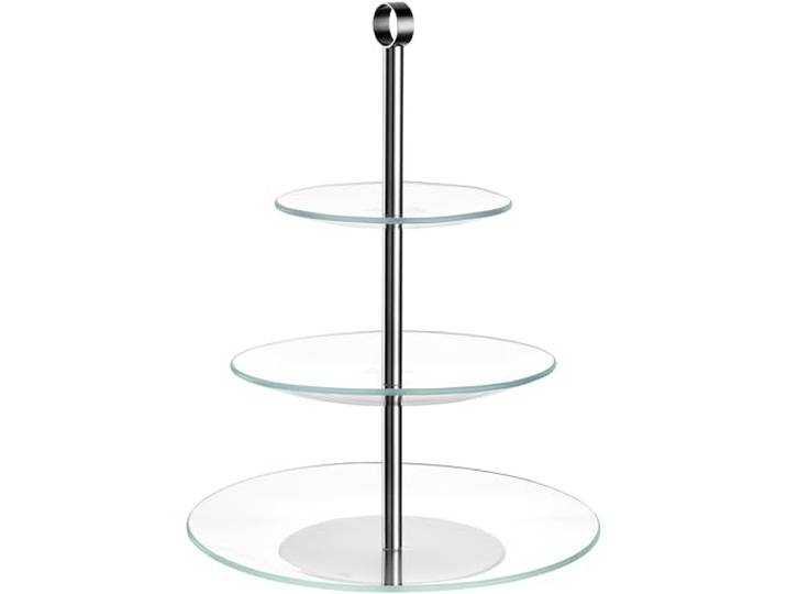 LEONARDO HOME CENA Etagere 1 Stück Moderne Glasetagere für Kuchen und Häppchen elegante Etagere für Brunch und Buffet Zeitloses Design für jede Gelegenheit Höhe 36 cm silber 025363