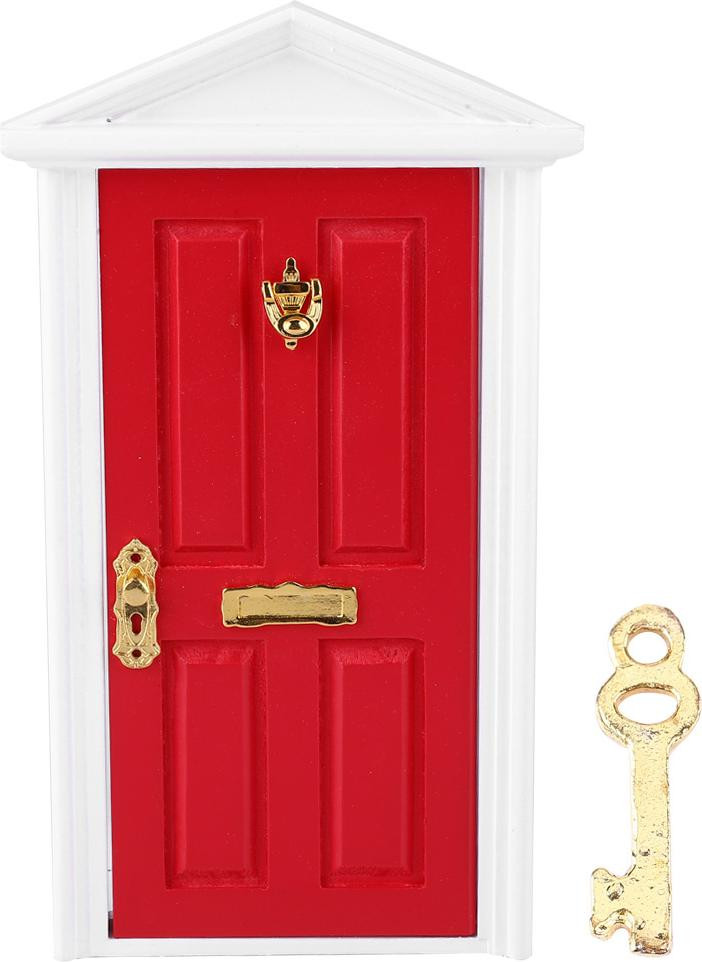 Gistuch Miniatuur Houten Deur voor Poppenhuis - Rood