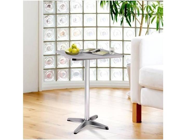 Table haute de bar aluminium hauteur réglable 70 ou 110 cm - Tube central Ø: 5 8 cm - Carré - OHMG