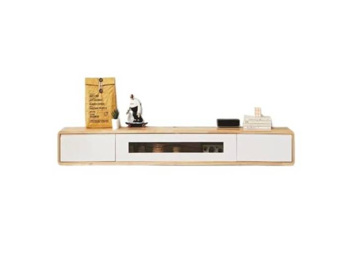 ROSEEONNE Moderner schwebender TV-Ständer zur Wandmontage Mit Aufbewahrungstüren, stilvolle schwebende Regale for Wohnzimmer im zeitgenössischen Design