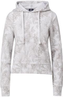 MV Sport W24105 Women's Maddie Floral Print Hooded Sweatshirt in Ash size Medium   Cotton/Polyester Blend