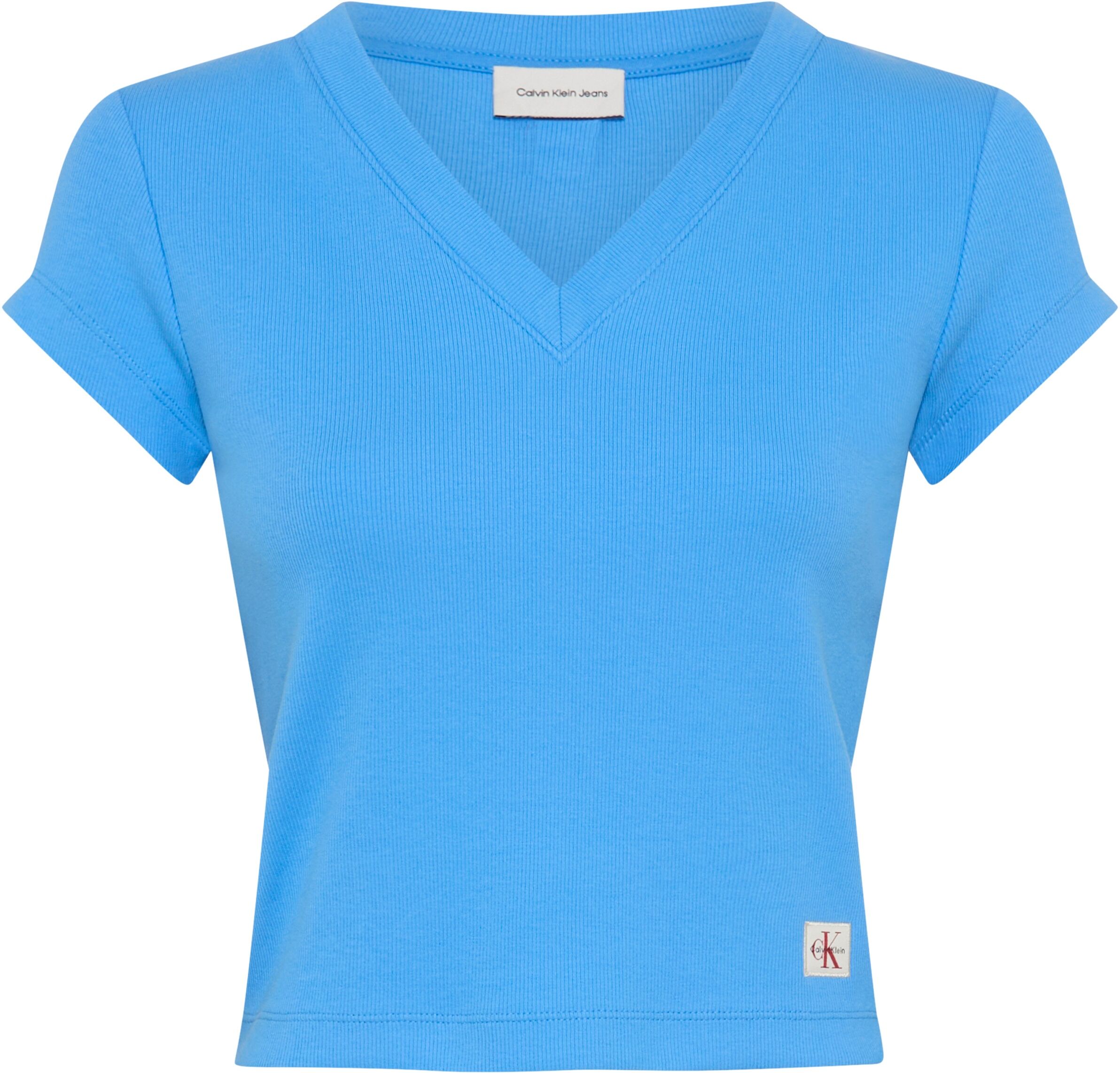 Calvin Klein Jeans "A- SS WOVEN LABEL RIB VNECK TEE" mit gewebtem Label marina S
