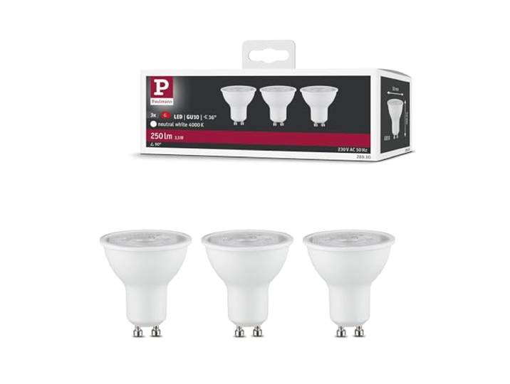 Paulmann 28930 LED Lampe Reflektor 3er Set 3x250lm 36° 3x3,5 Watt Leuchtmittel Weiß matt 4000 K GU10