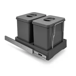 Ekotech Abfallsammler Patty45 Einbau Müllsystem 2x12 Liter Kunststoff oriongrau Küche Unterschrank