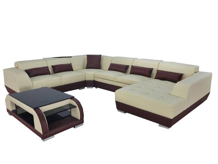 JVmoebel Ecksofa Leder Wohnlandschaft mit Kissen und modernem Design, Made in Europa