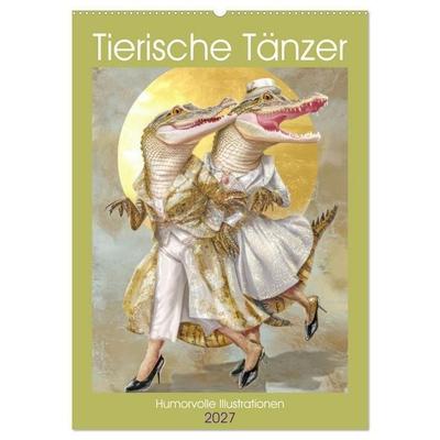 Tierische Tänzer - Humorvolle Illustrationen (Wandkalender 2027 DIN A2 hoch), CALVENDO Monatskalender
