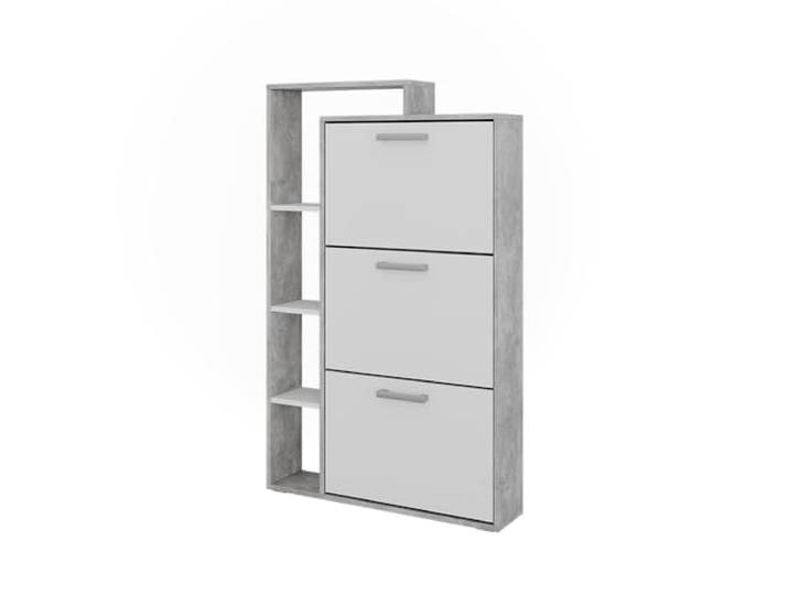 Vicco Schuhkipper Orlando, Weiß/Beton, 80 x 128.3 cm mit 3 Klappfächern