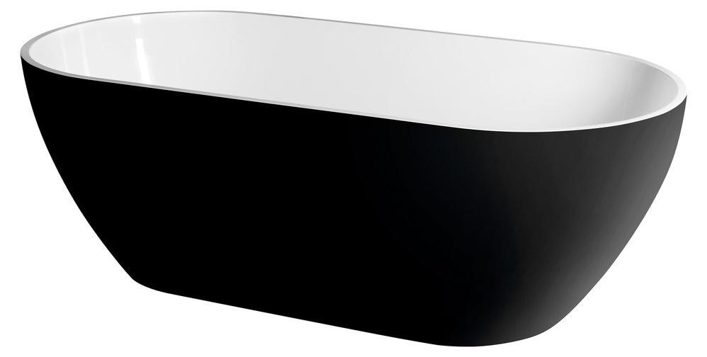 REDUTA Freistehende Badewanne 150x75x46cm, schwarz/weiß