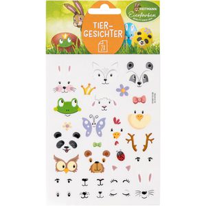 Heitmann-Eierfarben Sticker Tiergesichter, verschiedene Ostermotive, 60 Aufkleber, 60 Stück