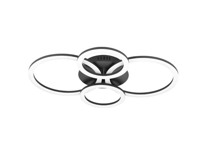 Connect Z Led-Deckenleuchte Parrapos-Z, Schwarz, Weiß, Metall, Kunststoff, rund, 45x8x61.5 cm, ZigBee-Technologie, Smartphone-Steuerung, Lampen & Leuchten, LED Beleuchtung, LED-Deckenleuchten