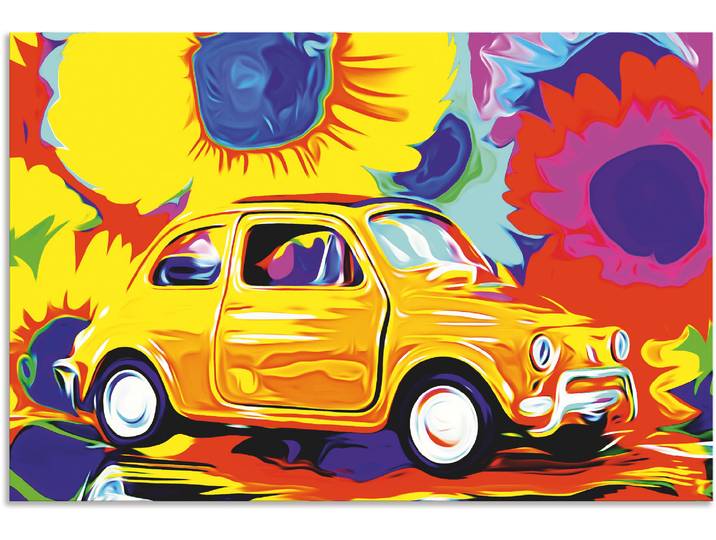 Alu-Dibond-Druck ARTLAND Fiat 500 , bunt (farbe bild(er): bunt), B:60cm H:40cm, Bilder, Alu-Dibond-Druck, für Innen- und Aussenbereich geeignet, Outdoorbild