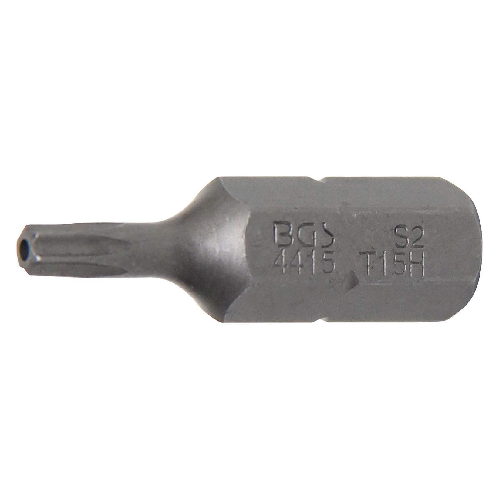 BGS Bit | Antrieb Aussensechskant 8 mm (5/16") | T-Profil (für Torx) mit Bohrung T15 (4415)