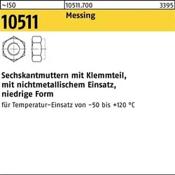 Sechskantmutter ISO 10511 Klemmteil M12 Messing 50 Stück