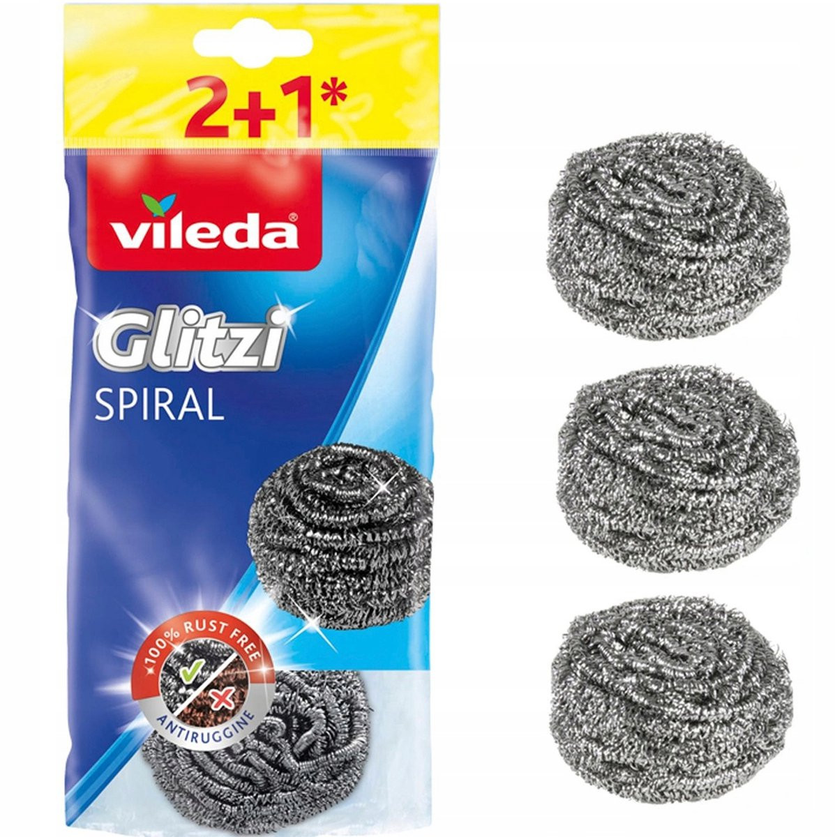 Vileda Glitzi Spiral INOX Serie RVS Reinigingsspons - 3 stuks