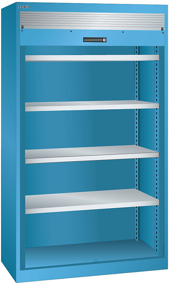 Schwerlast-Rollladenschrank, 4 Fachböden, lichtblau LISTA