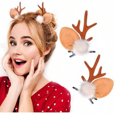 Uplifted Goods Festive Reindeer Antlers Hair Clip Set b