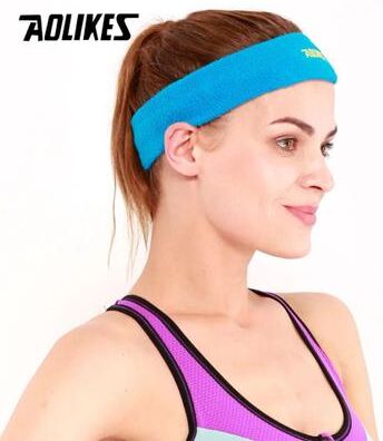 Inspired Living AOLIKES Cotton Sports Headband Sweat Absorbing Workout Headband For Running Yoga Gym blue