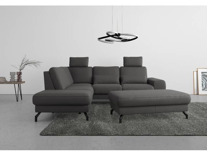 Ecksofa, Luxus-Microfaser TORO, Anthrazit, 260×226 cm, Sitztiefenverstellung & Federkern, Modern, sit&more
