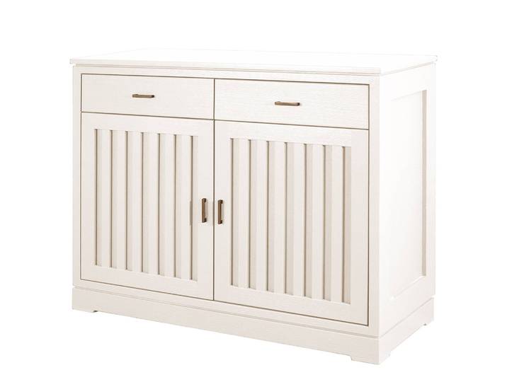Commode cannelée 111 x 87 x 46cm Blanc/Pin blanc