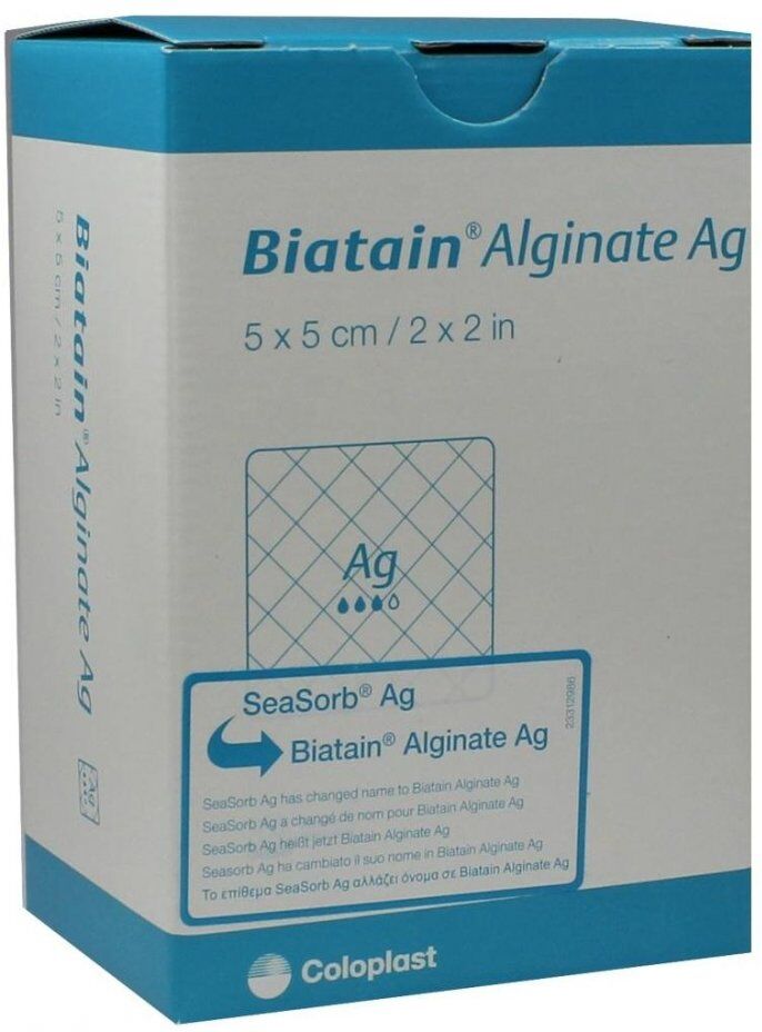 Biatain Alginate Ag Kompressen 5x5 cm mit Silber 30stk