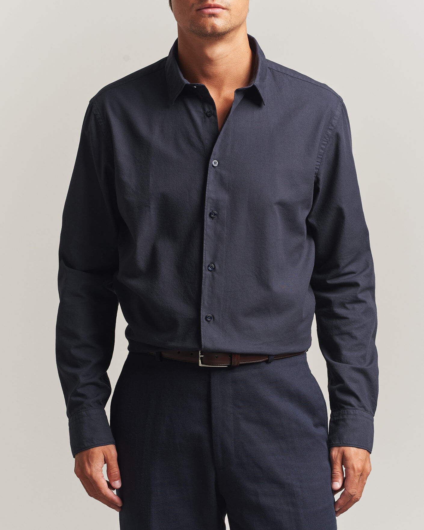 Canali Garment Dyed Cotton Shirt Navy men L Blå