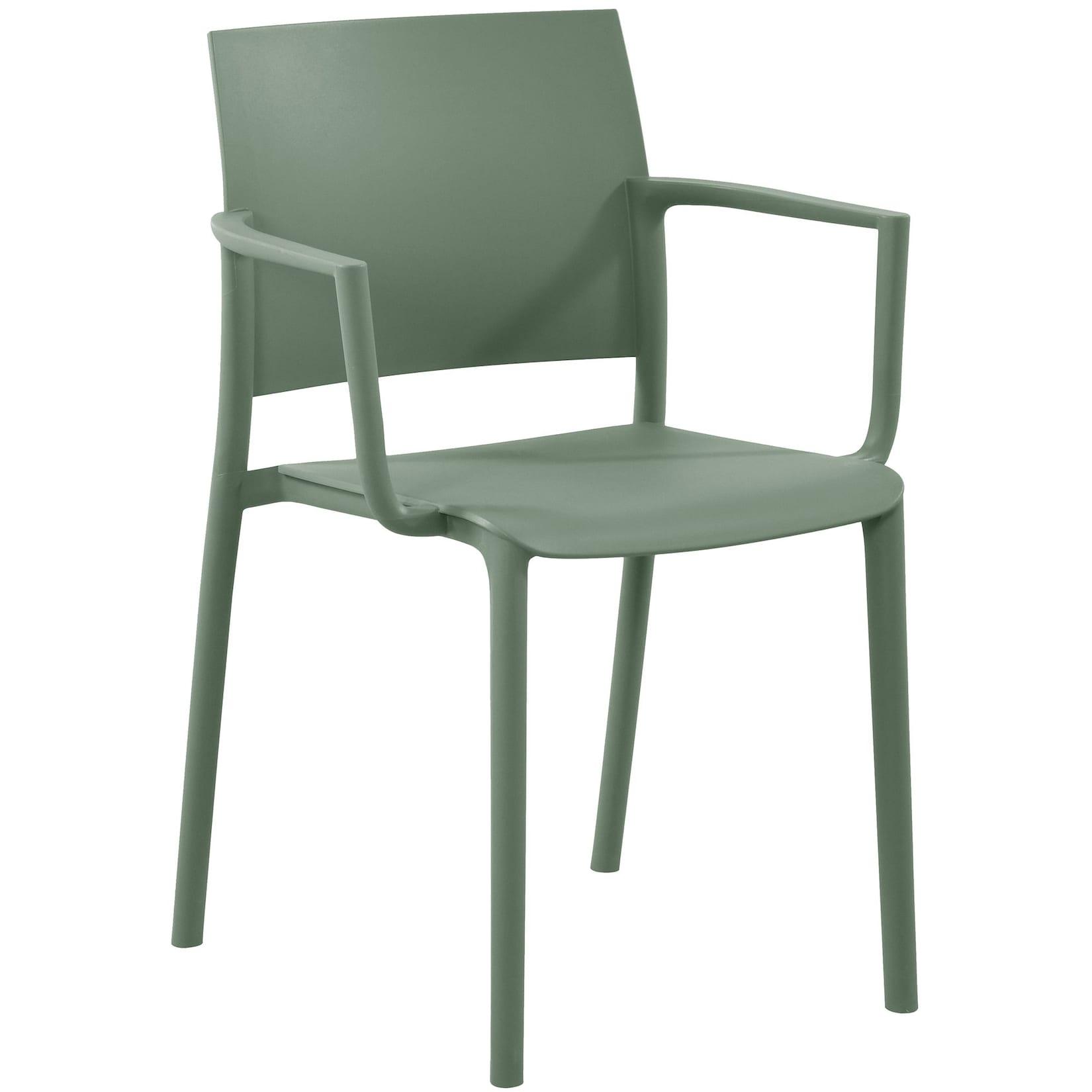 CLP Gartenstuhl stapelbar Valtor mit Armlehnen aus Kunststoff, wetterfest, ideal für Garten, Terrasse, Balkon und Küche, belastbar bis 150 kg