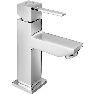 Waschtischarmatur WELLTIME "Trento, Wasserhahn", grau (chromfarben), B:5cm H:15,6cm T:14,7cm, Messing, Armaturen, Wassersparende Eco-Click-Funktion, inkl. Pop-Up Ablaufventil