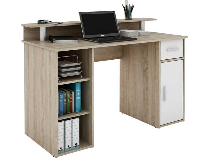 Schreibtisch GOODPRODUCT Derby , weiss (sonoma eiche, weiß, sonoma eiche, sonoma eiche), B:120cm H:88cm T:55cm, Tische, Schreibtisch, Breite 120 cm