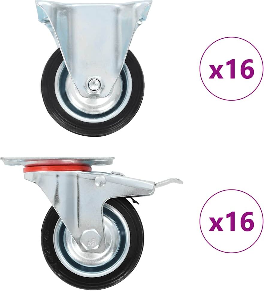 vidaXL 32 pcs Roulettes 75 mm
