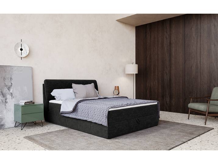 Boxbett Crassier 90 x 200cm Microfaser Senga Schwarz