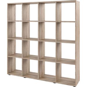 Vicco Bücherregal Karree, sonoma eiche, aus Holz, 16 Fächer, 138,5 x 142,5 x 29cm