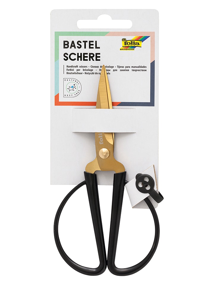 folia PAPER Bastelschere in Gold/ Schwarz - (L)14,5 cm - onesize