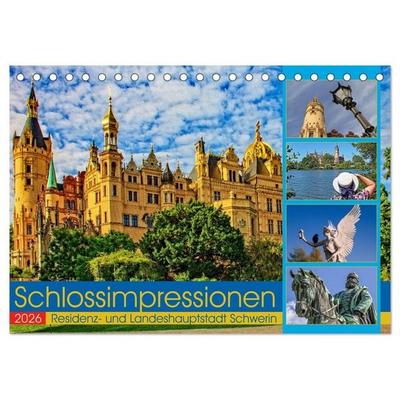 Schloss Impressionen - Residenz- und Landeshauptstadt Schwerin (Tischkalender 2026 DIN A5 quer), CALVENDO Monatskalender