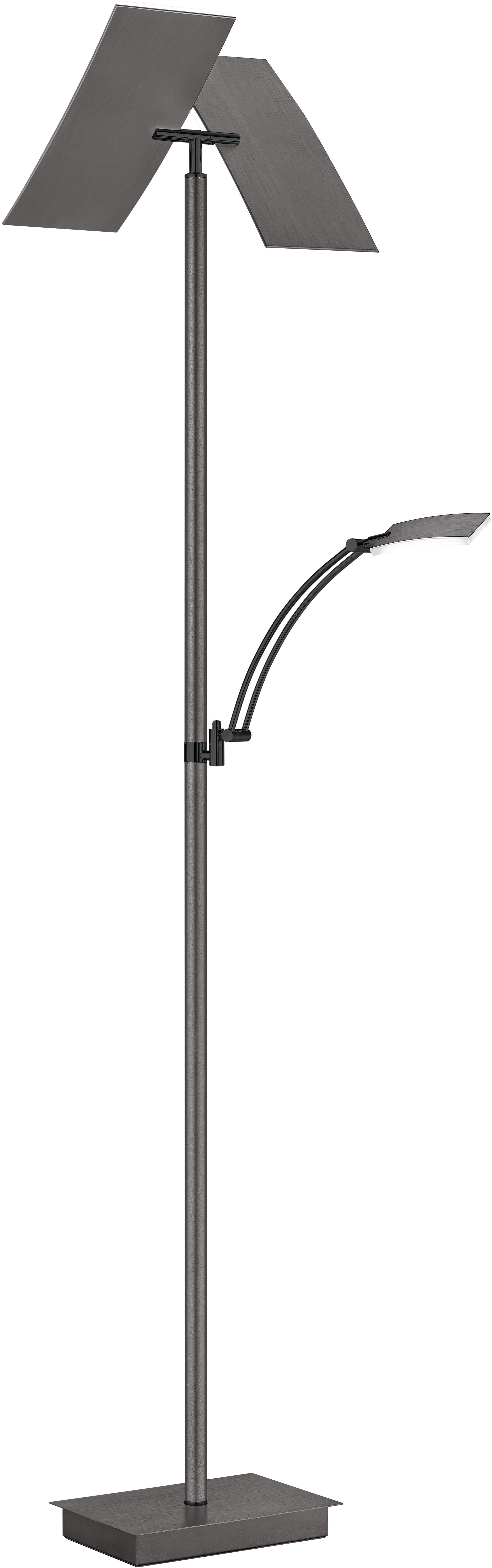 LED Stehlampe "ANDY", grau (bronzefarben eloxiert), 3, H: 185cm, 1 Stk.,mit Lesearm, HELL HÖLLISCH GUTES LICHT, Leuchten, Tastdimmer, CCT, LED Stehlampe