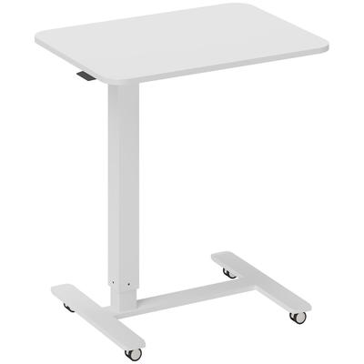 OKWISH Laptoptisch Steh Sitz Tisch höhenverstellbar Weiß 65x48x110 cm C Form mit Rollen Gaslift platzsparend für Sofa und Bett