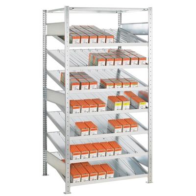 PROREGAL Kanbanregal MULTIplus150 | Grundregal | HxBxT 200x130x60cm | 7 Ebenen | Fachlast 150kg | ohne Trenn- und Seitenführungen | Verzinkt