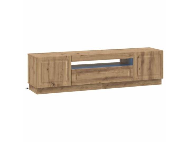 GKHPYURE LED-Fernsehschrank aus Holz, handwerkliche Eiche, modern Flexible LED-Leuchten, 90° umkehrbare Anschlüsse, schlankes Design, platzsparend, feuchtigkeitsbeständig