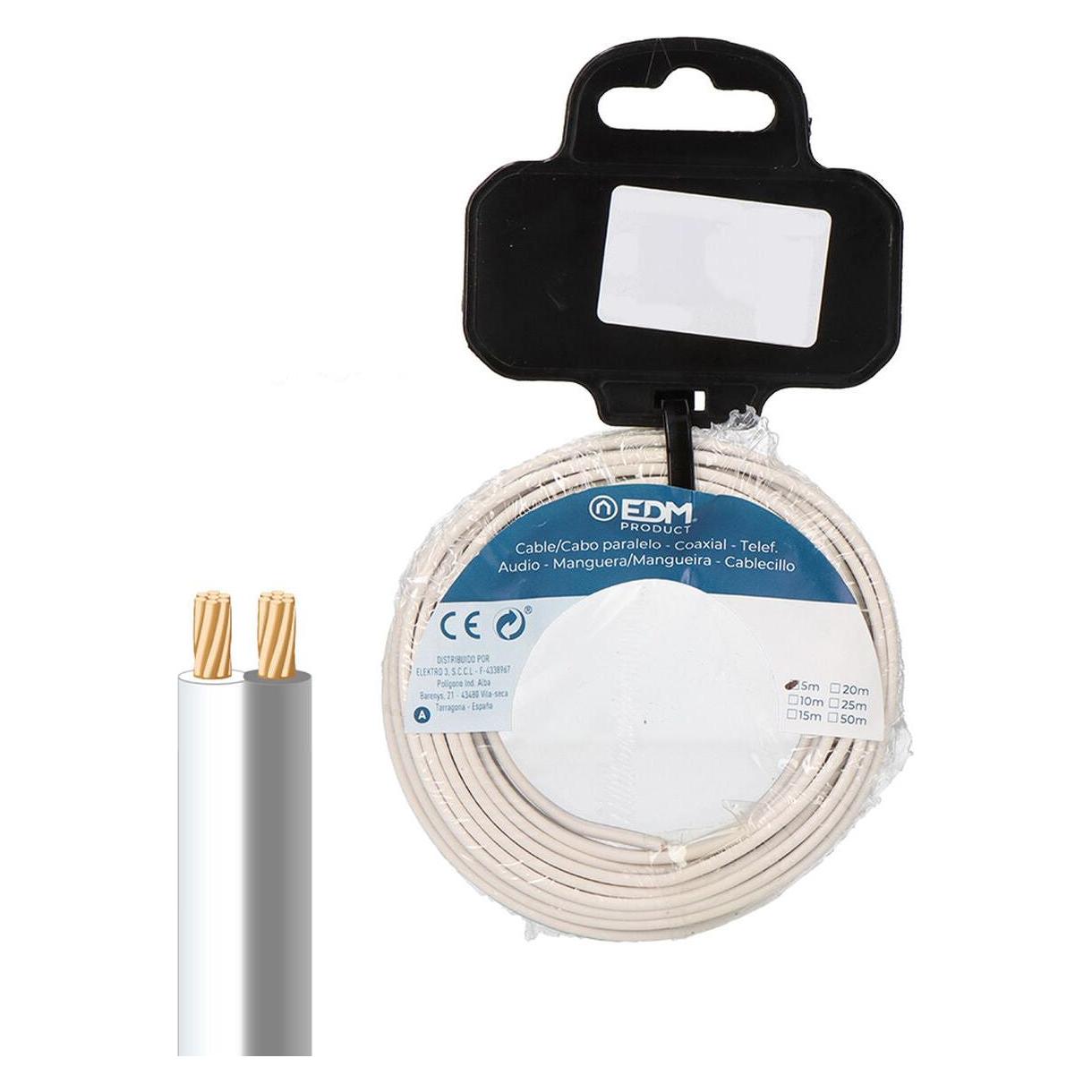 EDM Product Paralleles Kabel 28750 Weiss/Grau 10 M Spule Audio (10 m) (53556569)