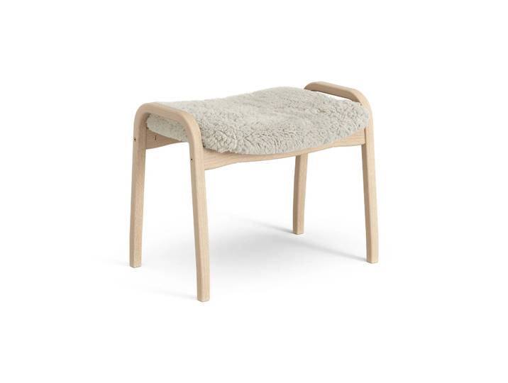 Swedese Lamini Fußhocker für Kinder lackierte Buche/Schaffell Moonlight (beige)